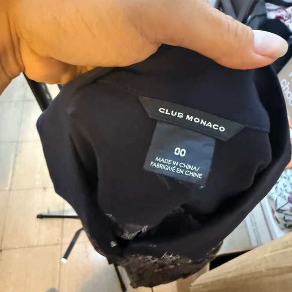 Club Monaco Geometric Sunflower Silk Button Front Shirt Dress - Picture 3 of 5